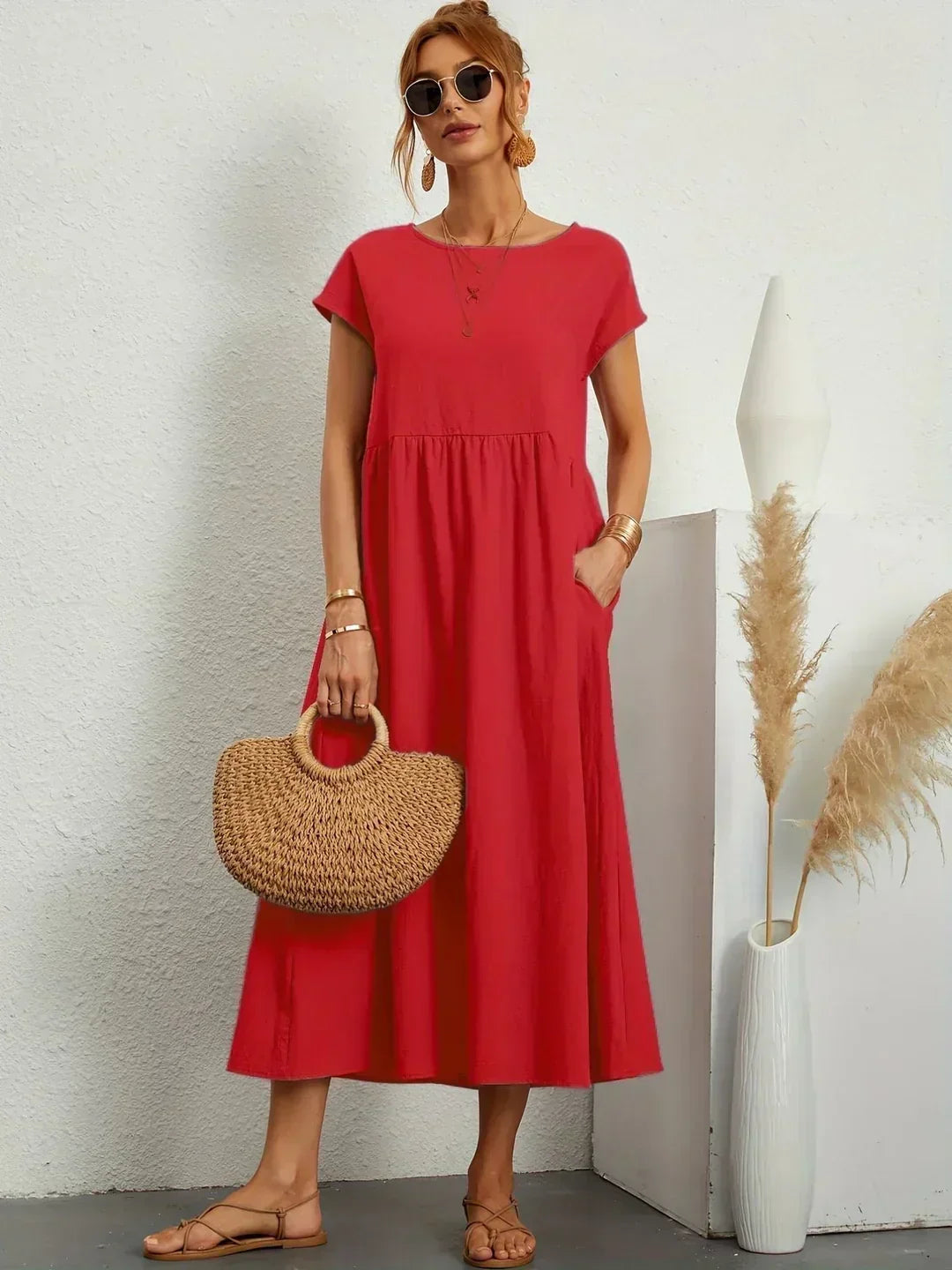 Gabrielle - Robe midi fluide élégance intemporelle