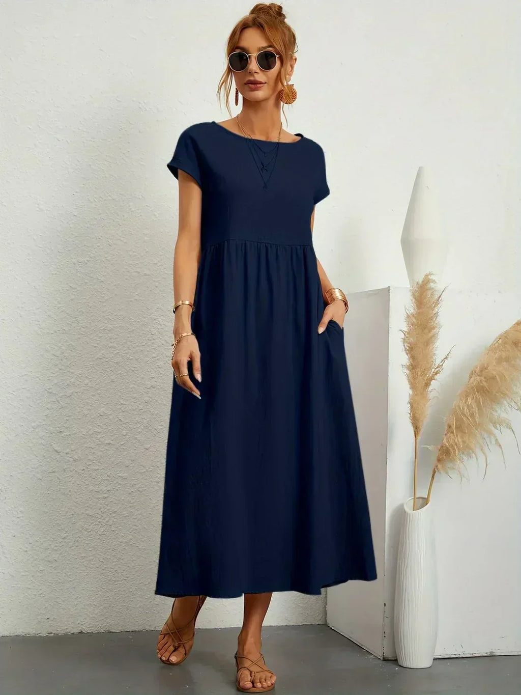 Gabrielle - Robe midi fluide élégance intemporelle