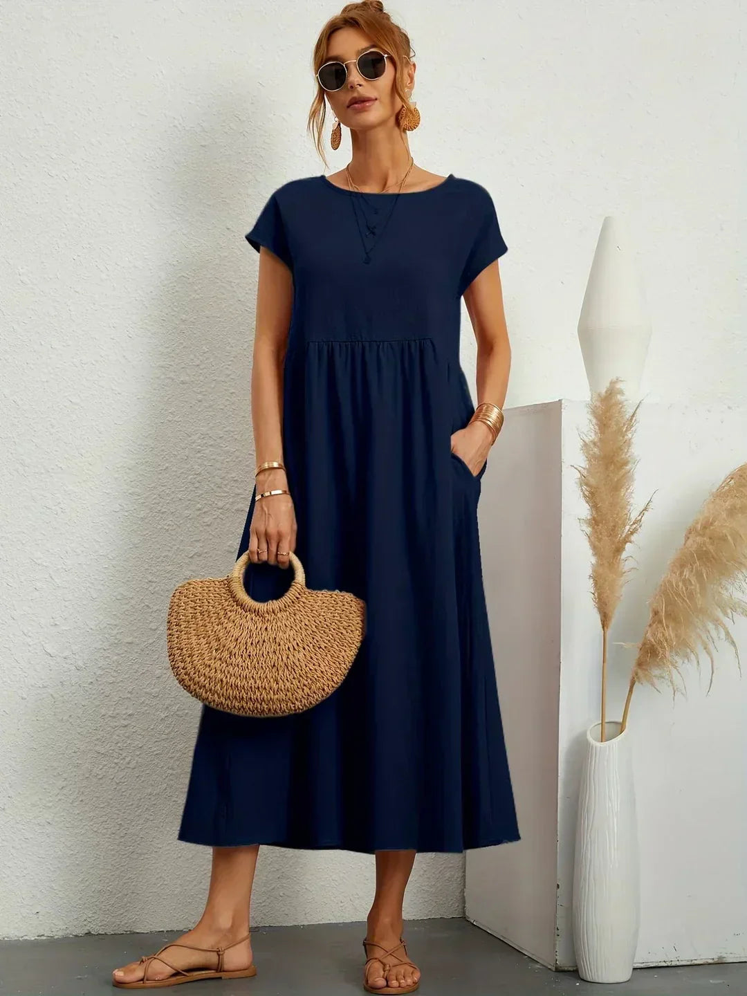Gabrielle - Robe midi fluide élégance intemporelle