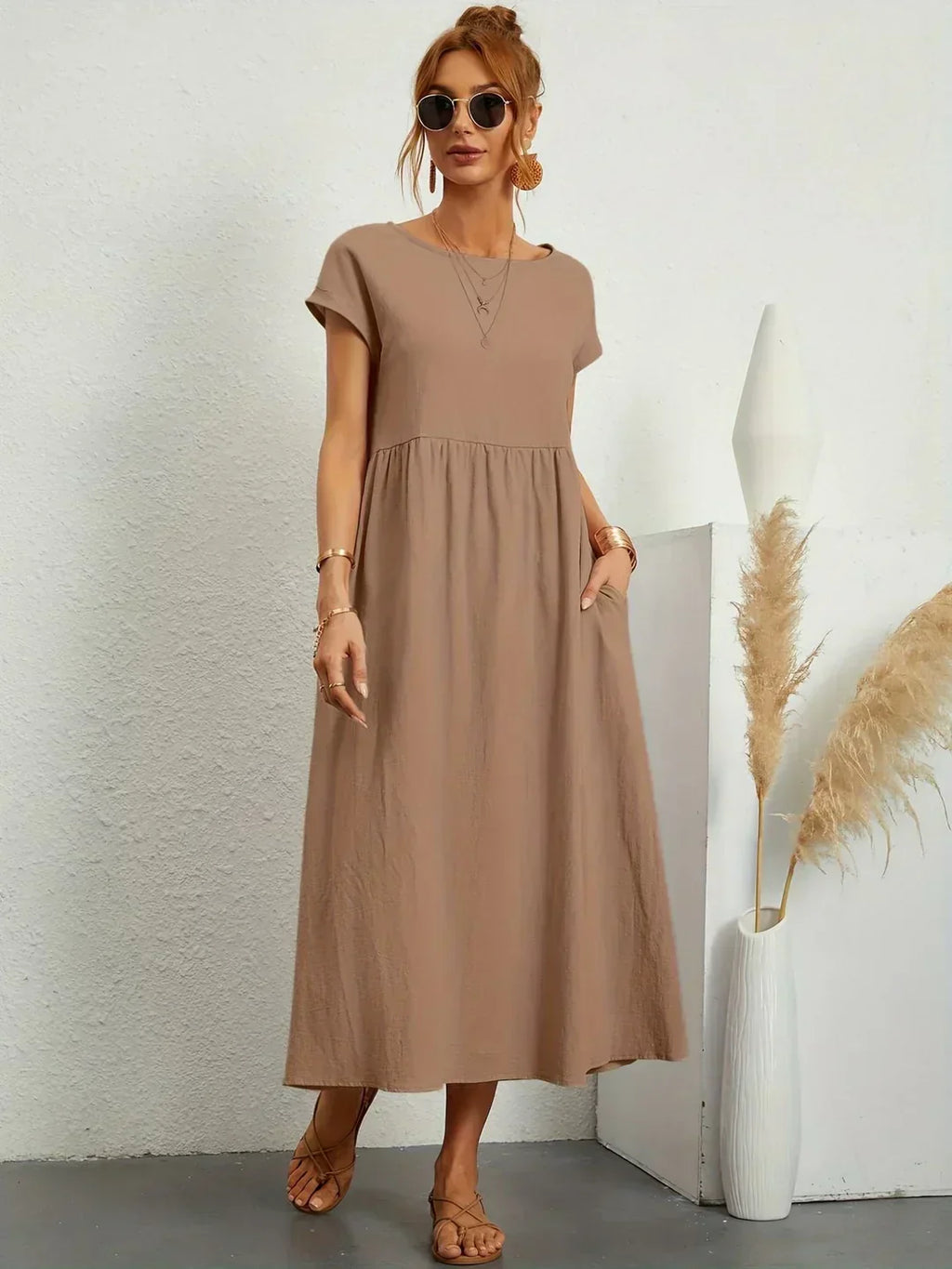 Gabrielle - Robe midi fluide élégance intemporelle