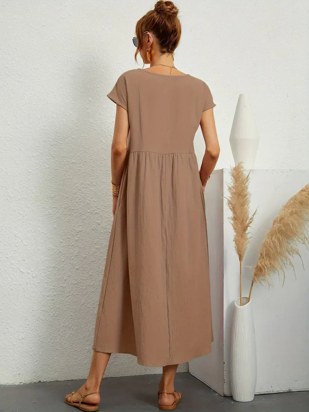Quessara - Robe Midi Décontractée Coupe Fluide