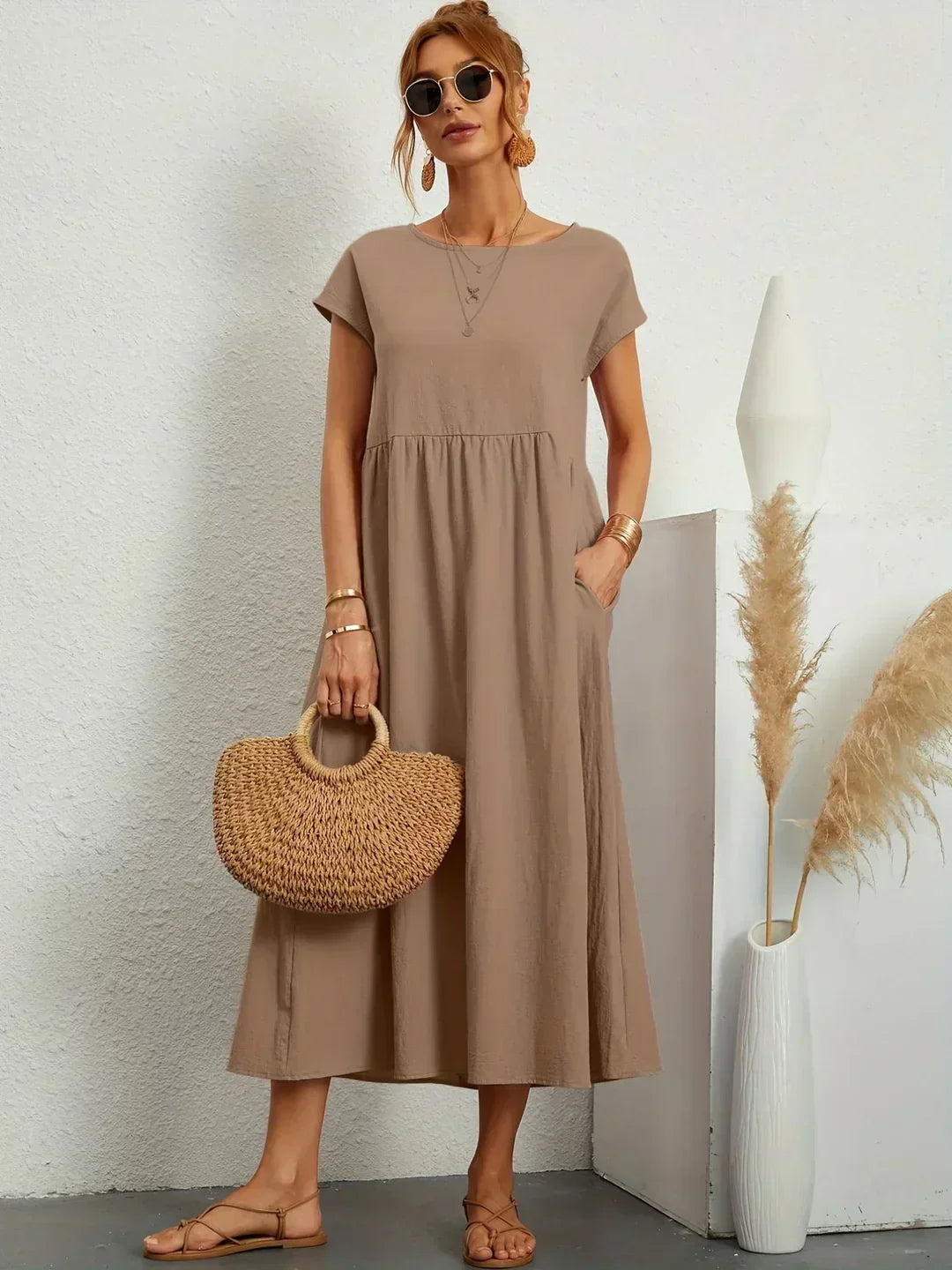 Gabrielle - Robe midi fluide élégance intemporelle