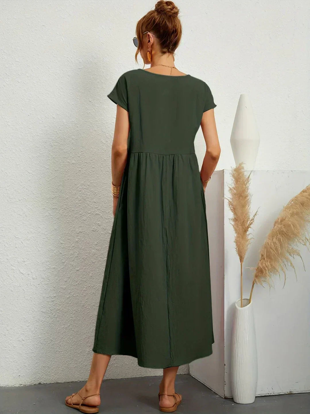 Quessara - Robe Midi Décontractée Coupe Fluide