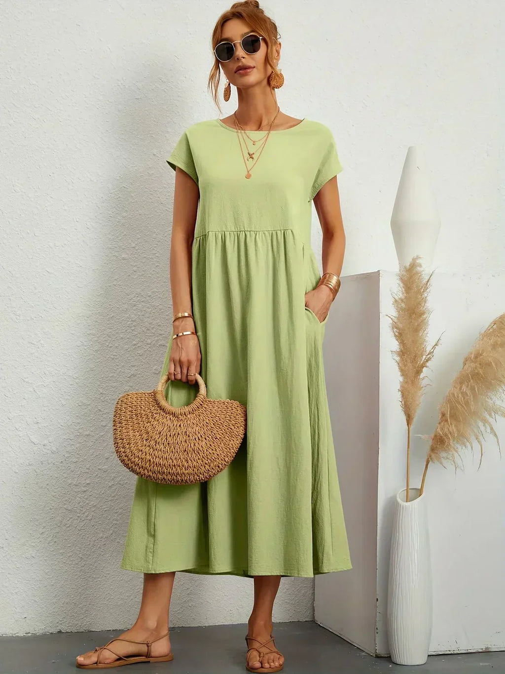 Gabrielle - Robe midi fluide élégance intemporelle