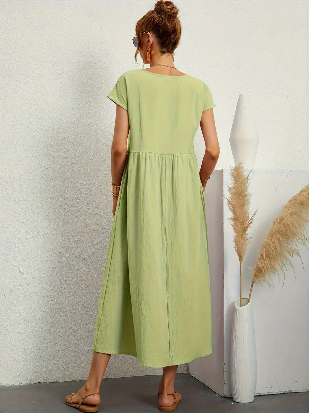 Quessara - Robe Midi Décontractée Coupe Fluide