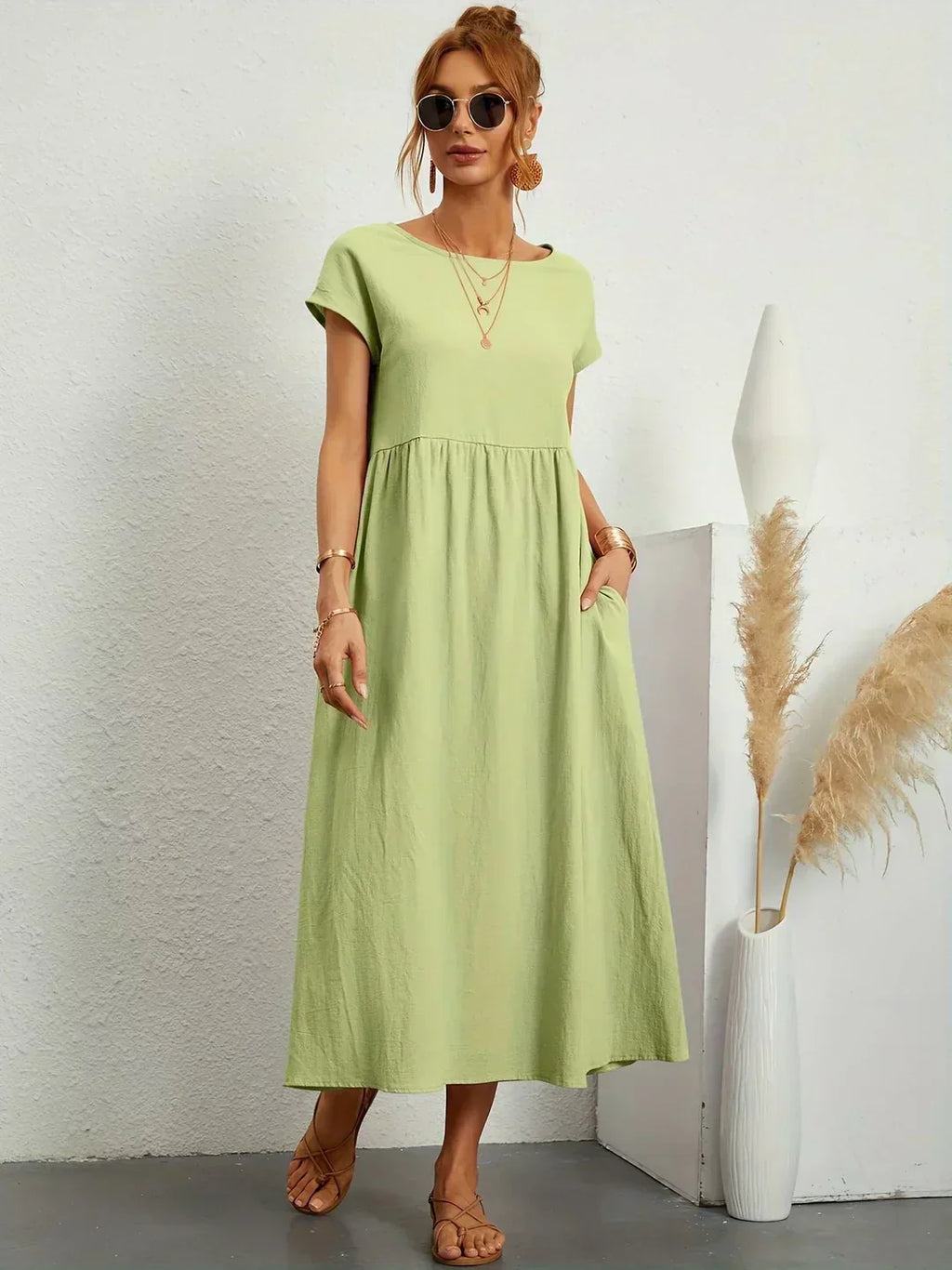 Gabrielle - Robe midi fluide élégance intemporelle