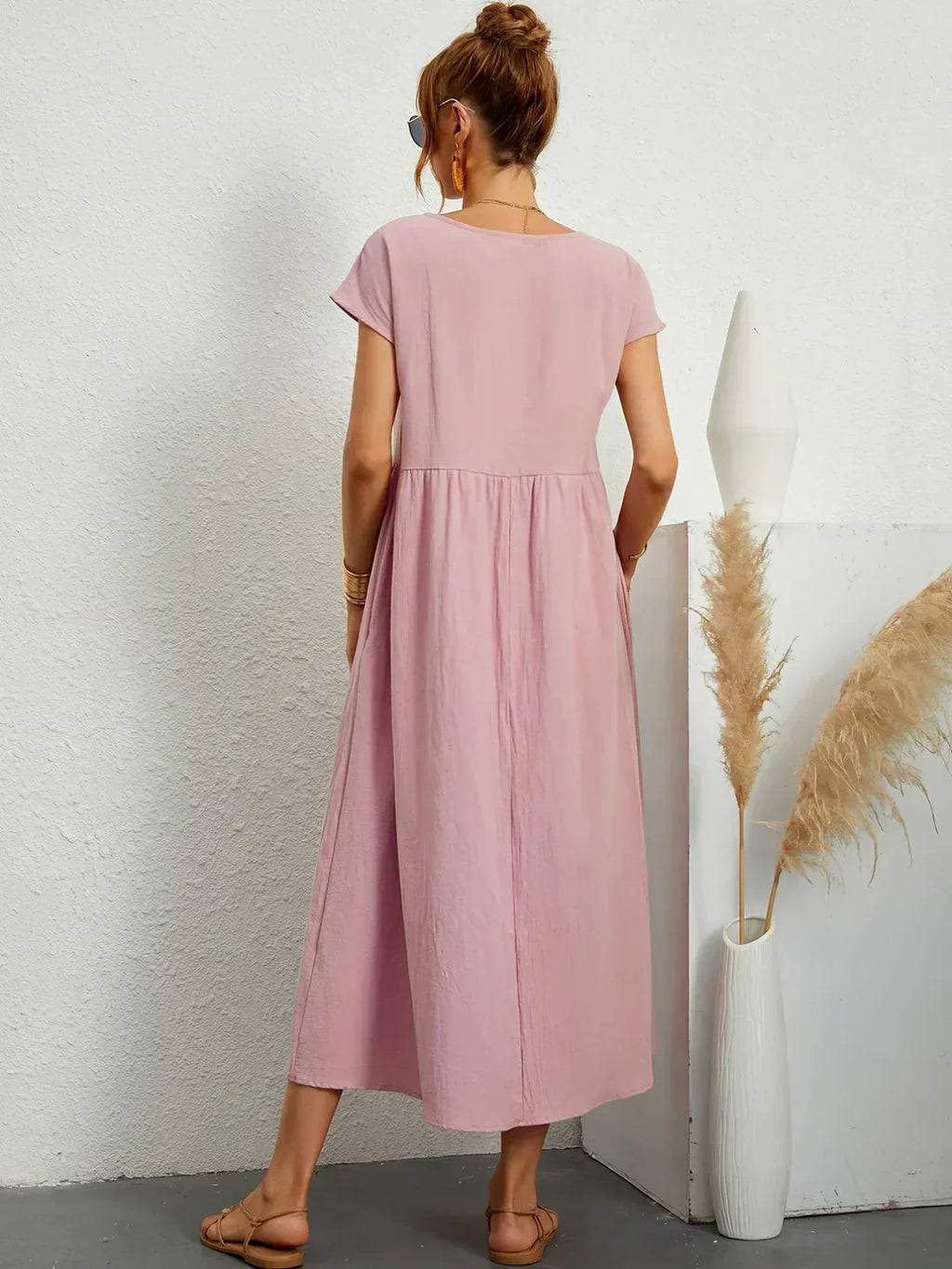 Quessara - Robe Midi Décontractée Coupe Fluide