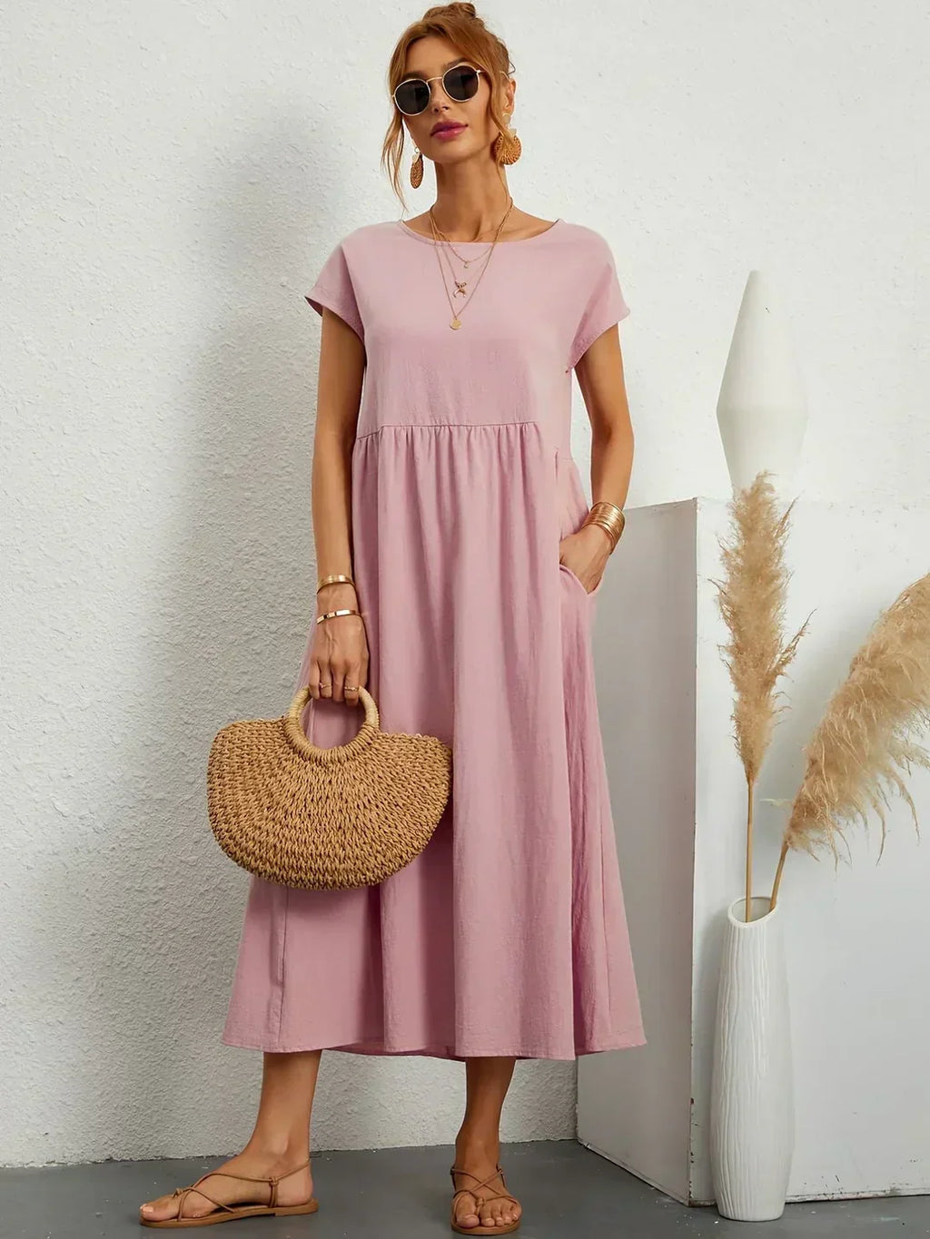 Gabrielle - Robe midi fluide élégance intemporelle