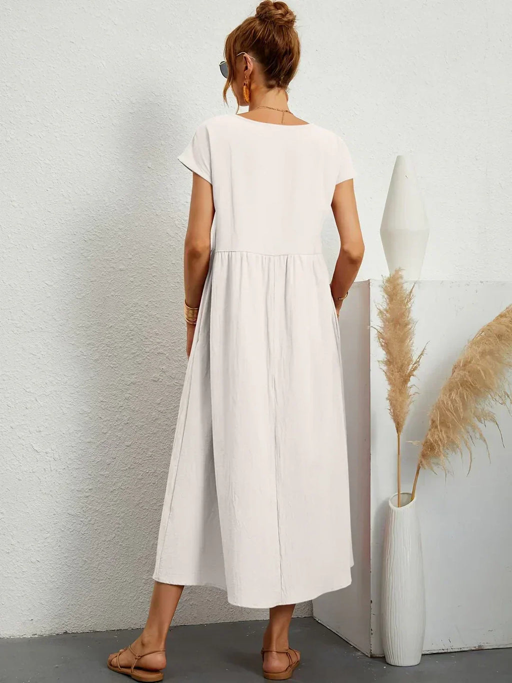 Quessara - Robe Midi Décontractée Coupe Fluide