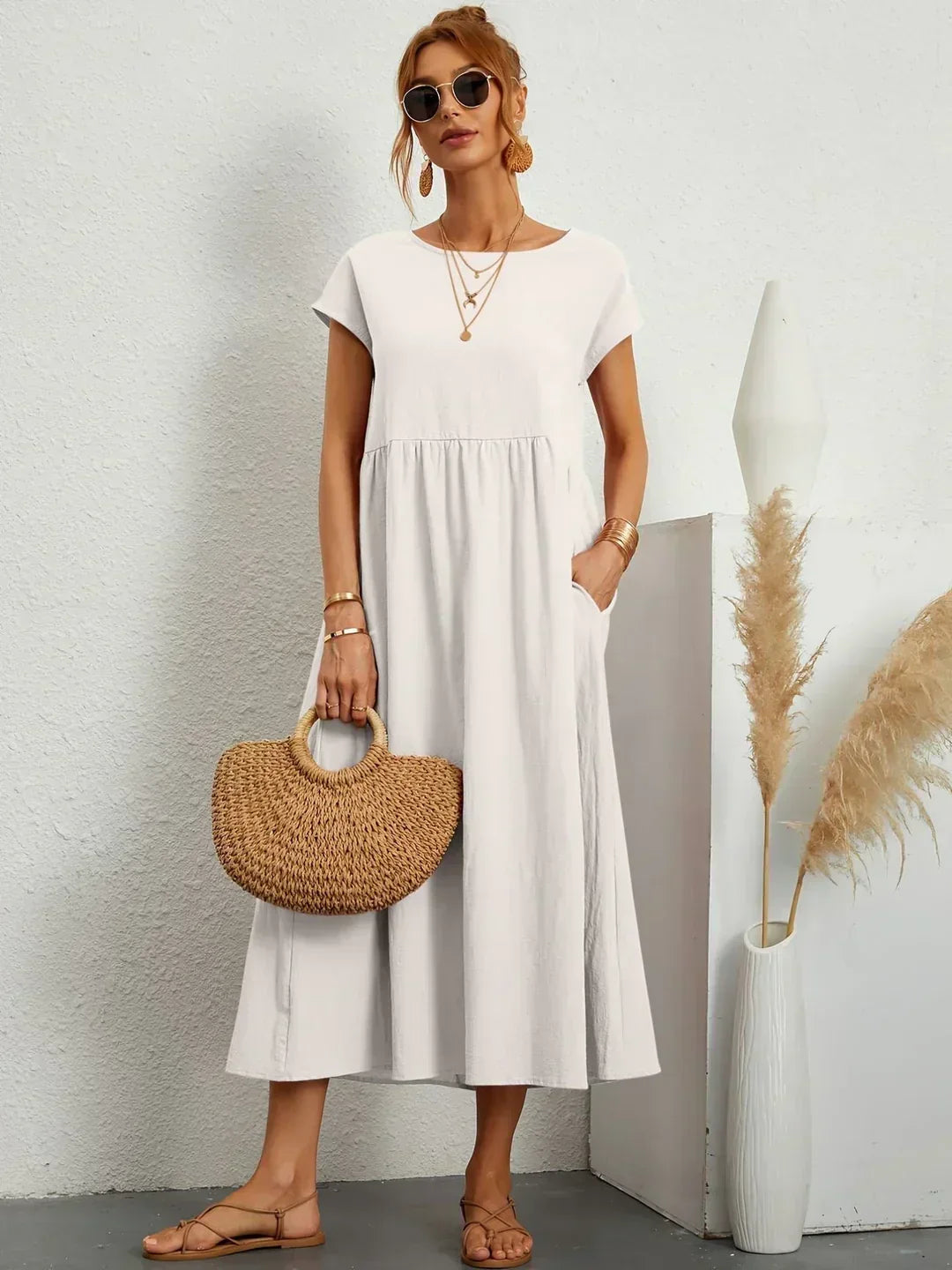 Gabrielle - Robe midi fluide élégance intemporelle