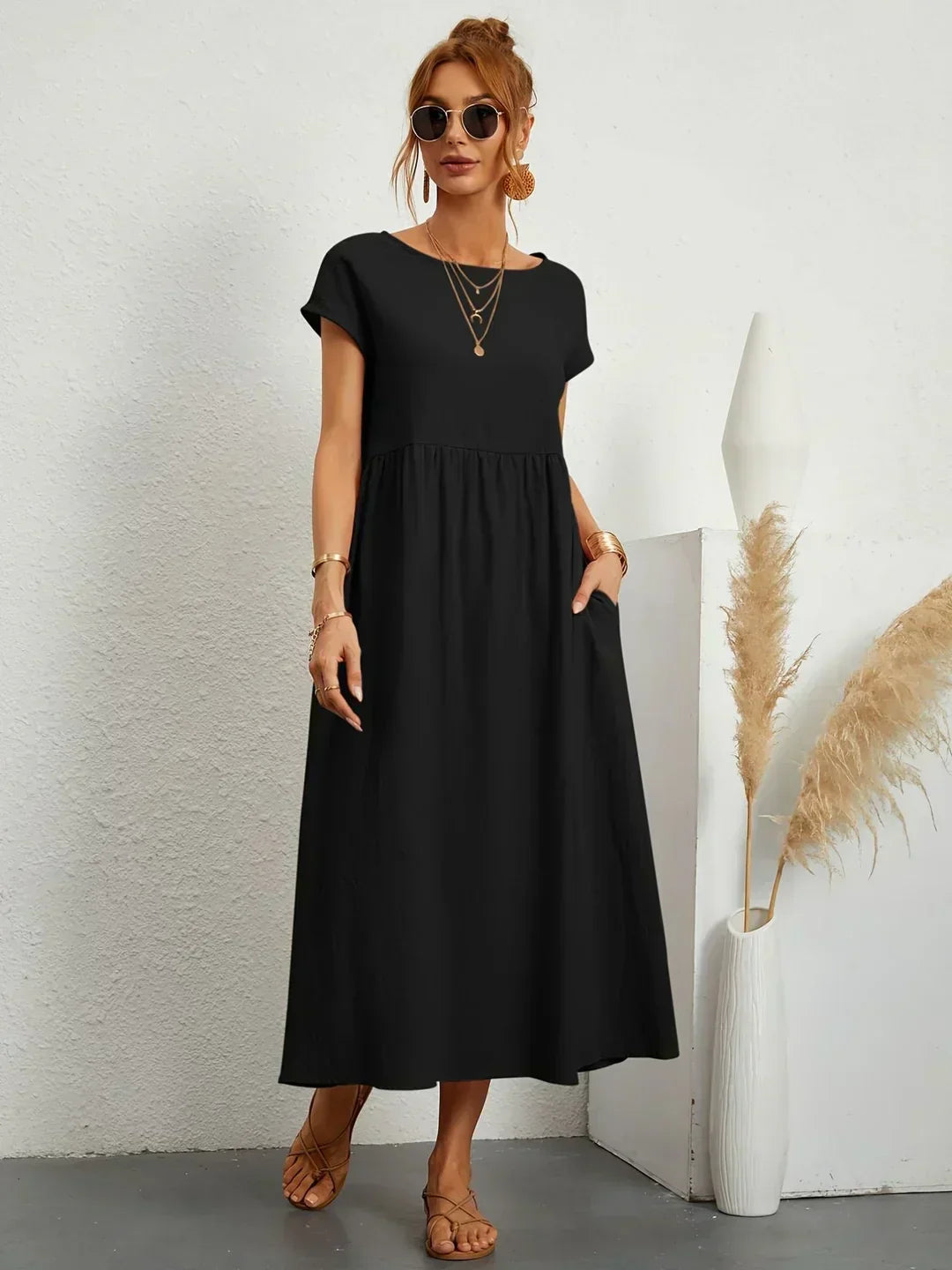 Gabrielle - Robe midi fluide élégance intemporelle