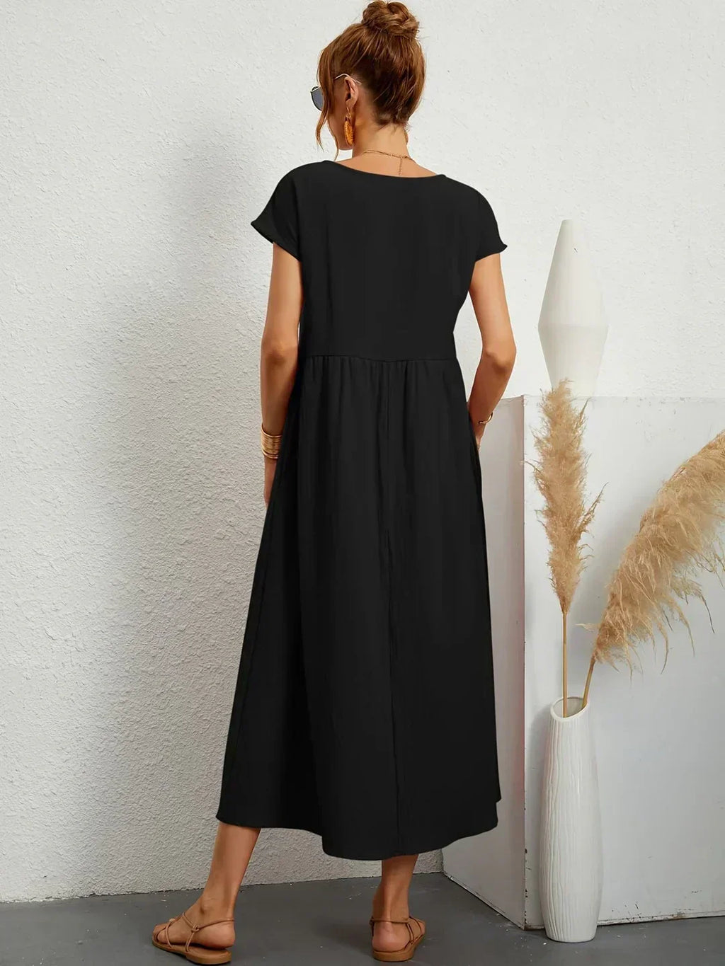 Quessara - Robe Midi Décontractée Coupe Fluide