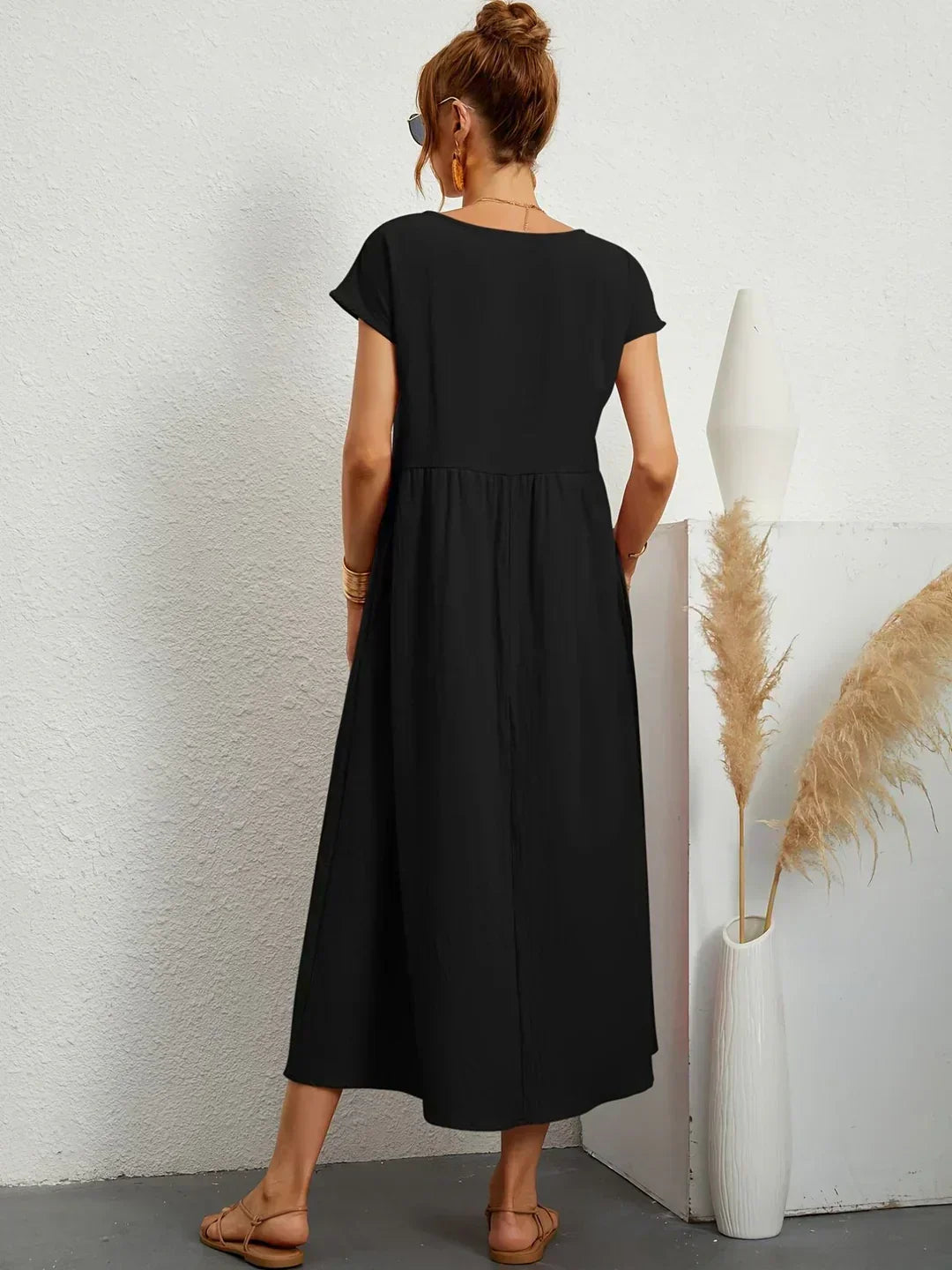 Quessara - Robe Midi Décontractée Coupe Fluide