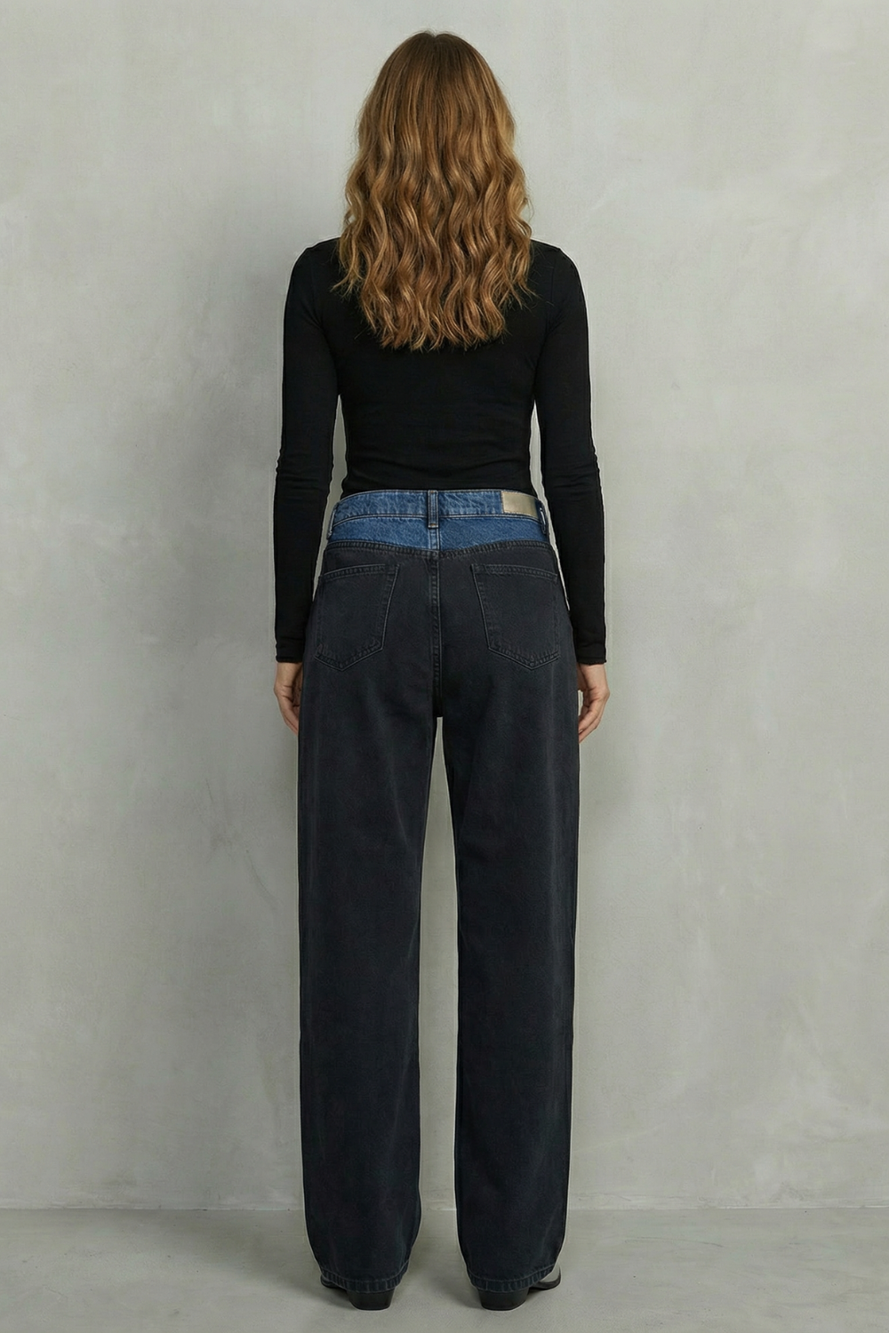 Jean Droit Femme Noirelle – Noir, Taille à Trois Volets