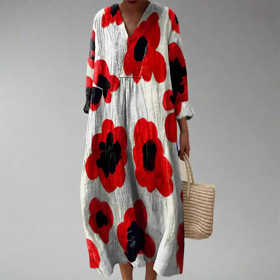 Robe Femme Motif Géométrique Coupe Ample Tissu Léger Usage Quotidien