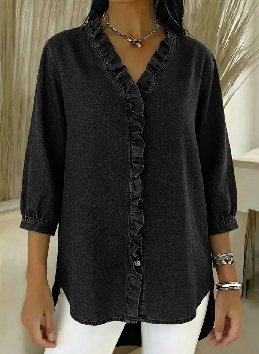 Elvari – Blouse élégante avec des détails en volants