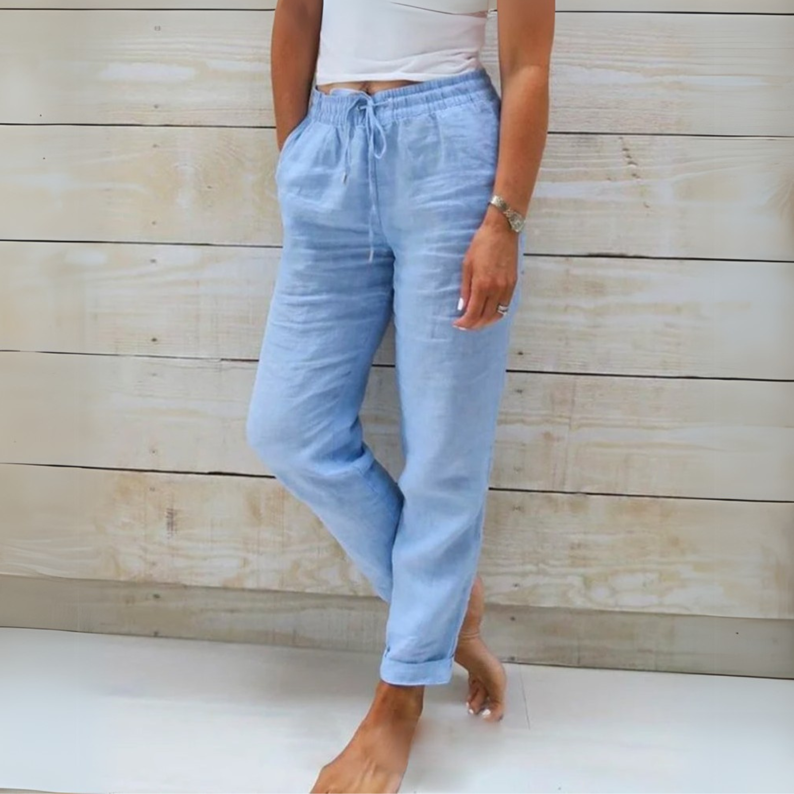 Allison - Pantalon sur mesure en coton-lin de luxe