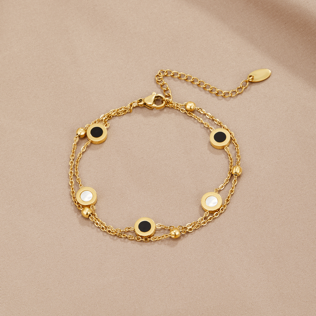 Bracelet Onyx et Pierre Blanche