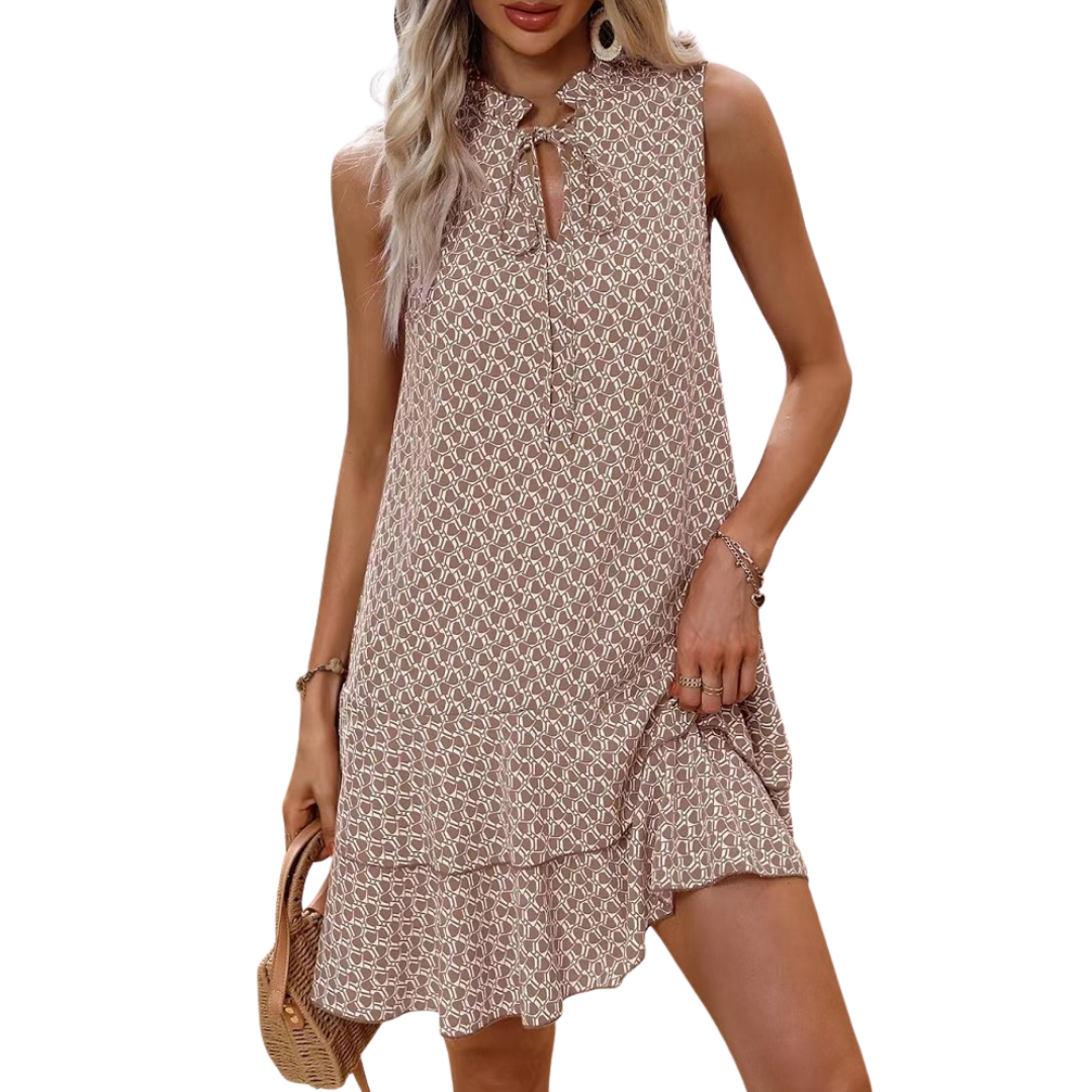 Robe Midi Bohémienne Imprimée avec Bretelles Réglables