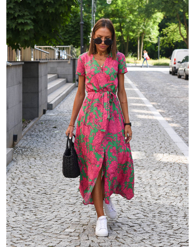 Amélie - Robe midi cache-cœur à fleurs
