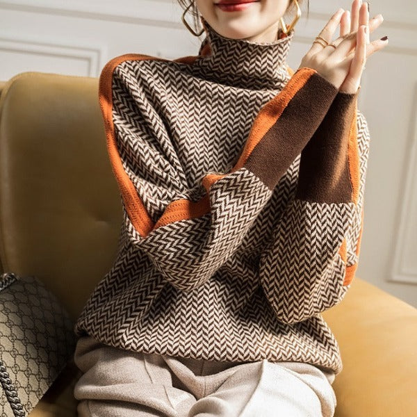 Eleanor | Col Montant Herringbone Luxe