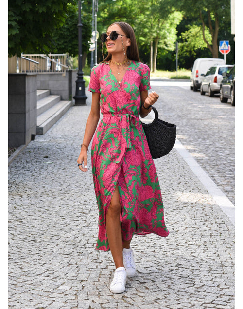 Amélie - Robe midi cache-cœur à fleurs