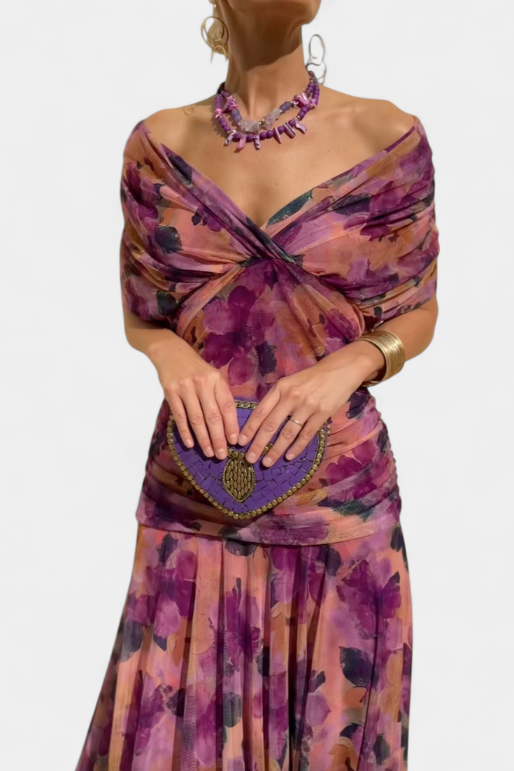Abigail - Robe longue florale à décolleté en V