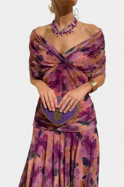 Abigail - Robe longue florale à décolleté en V