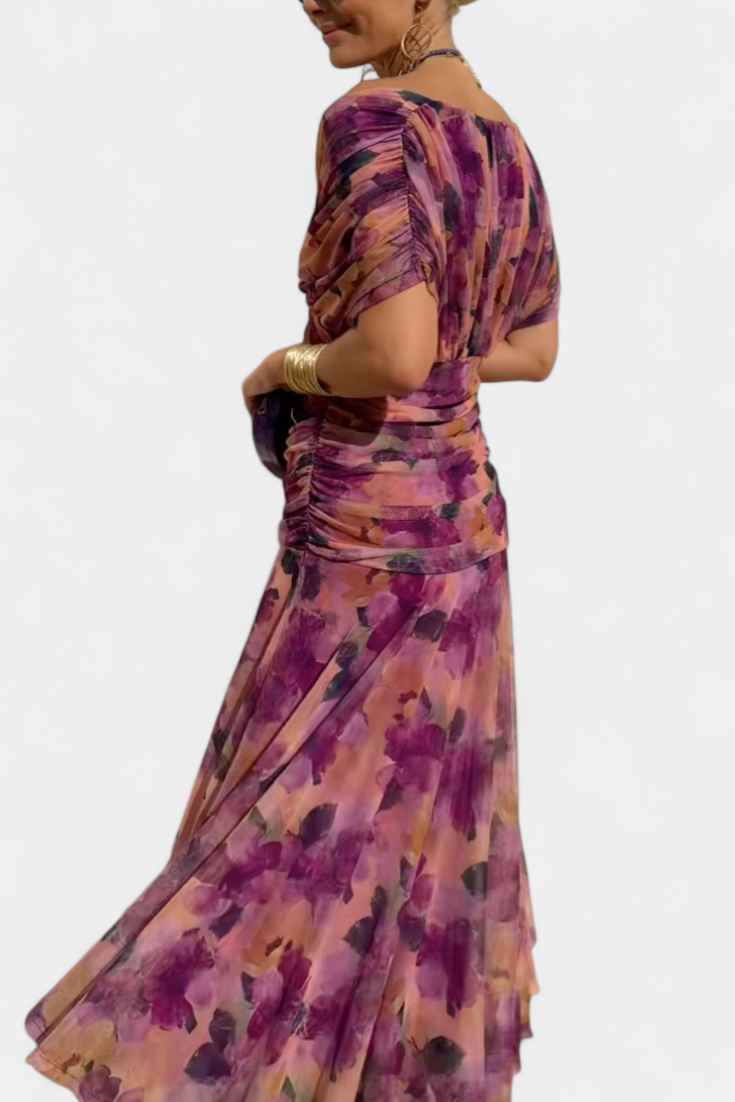 Abigail - Robe longue florale à décolleté en V