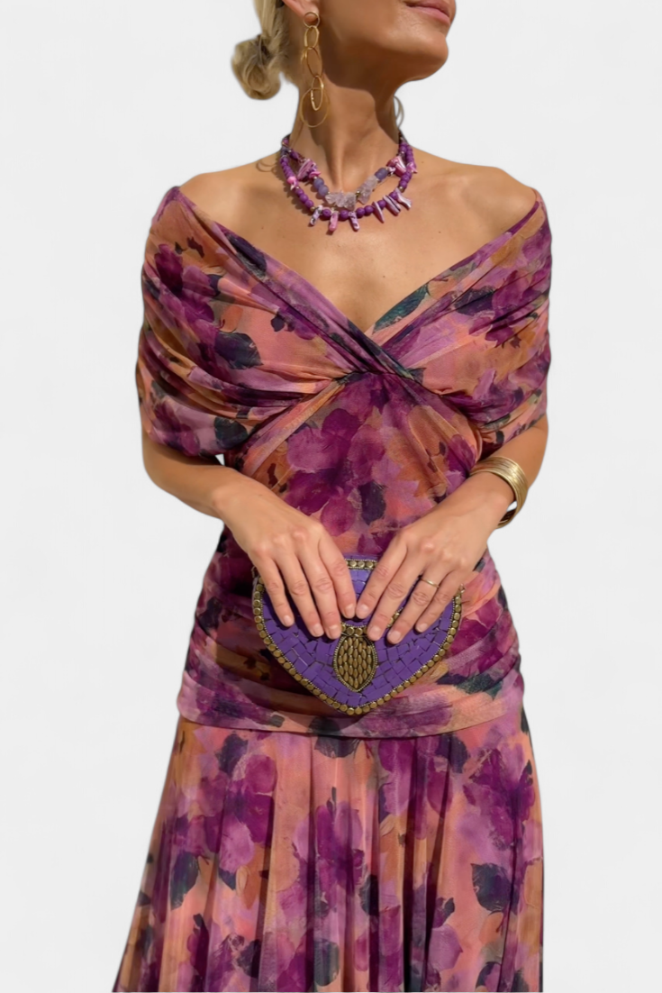 Abigail - Robe longue florale à décolleté en V
