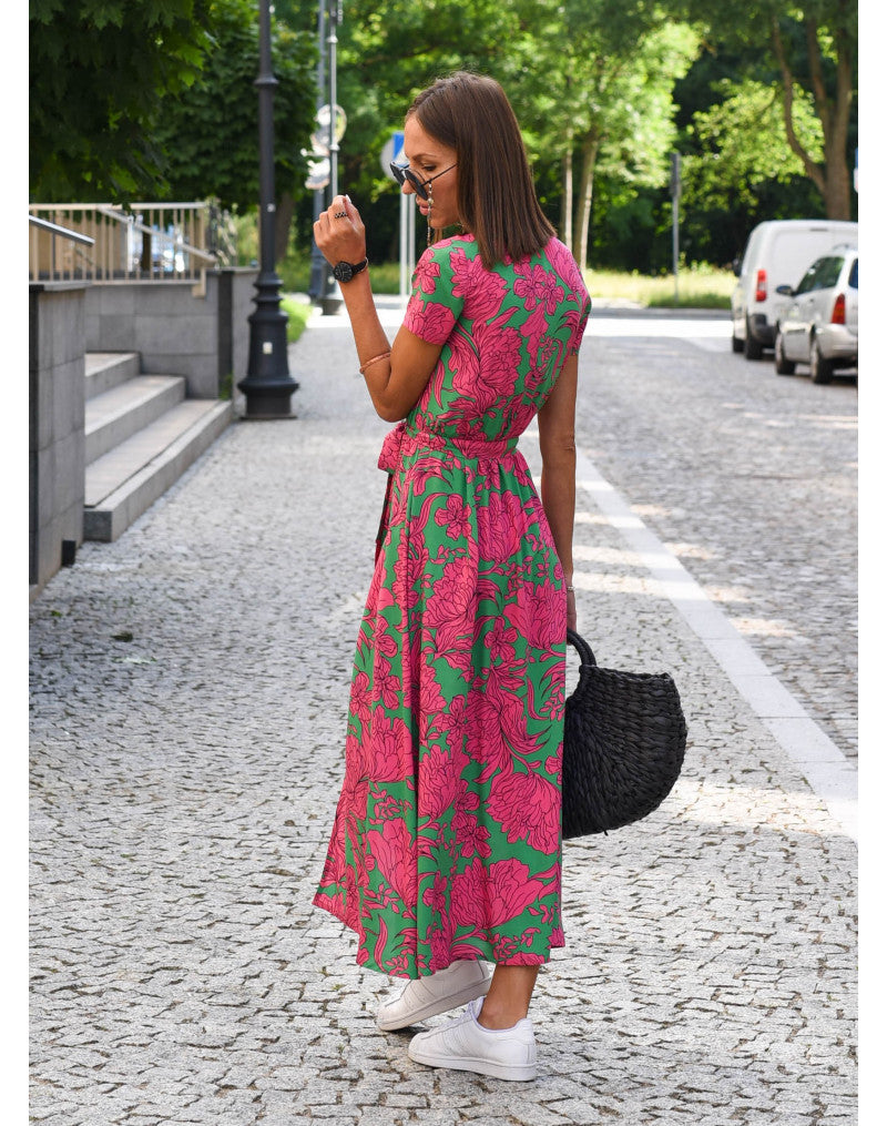 Amélie - Robe midi cache-cœur à fleurs
