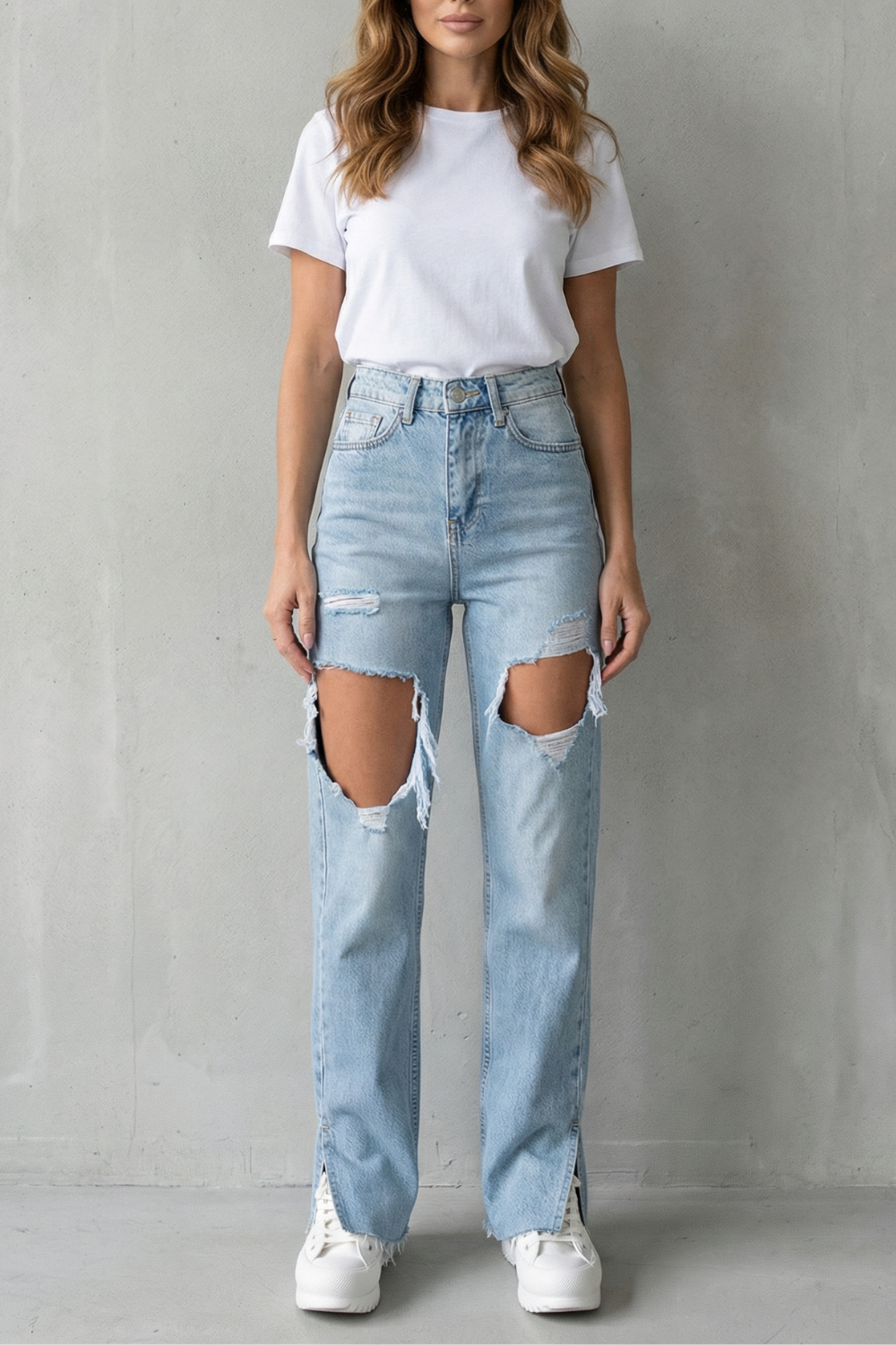Jean Droit Femme Sorellia – Délavé Bleu Clair, Style Urbain