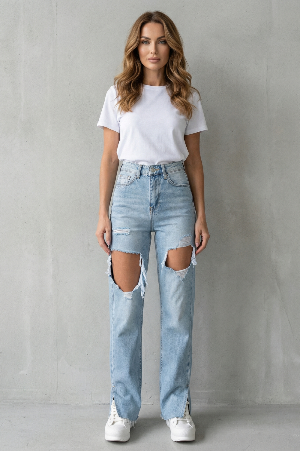 Jean Droit Femme Sorellia – Délavé Bleu Clair, Style Urbain
