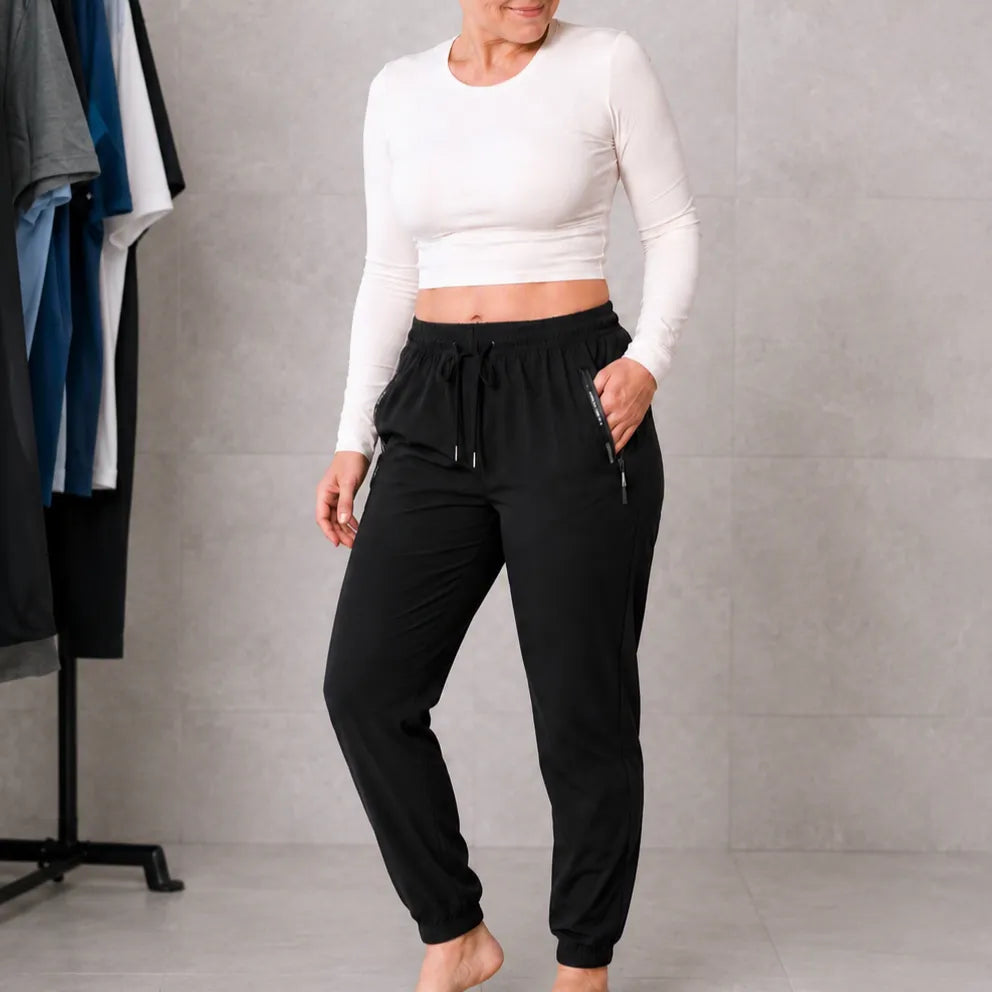 Pantalon Femme Kolvex – Soie Glacée, Poches Zippées