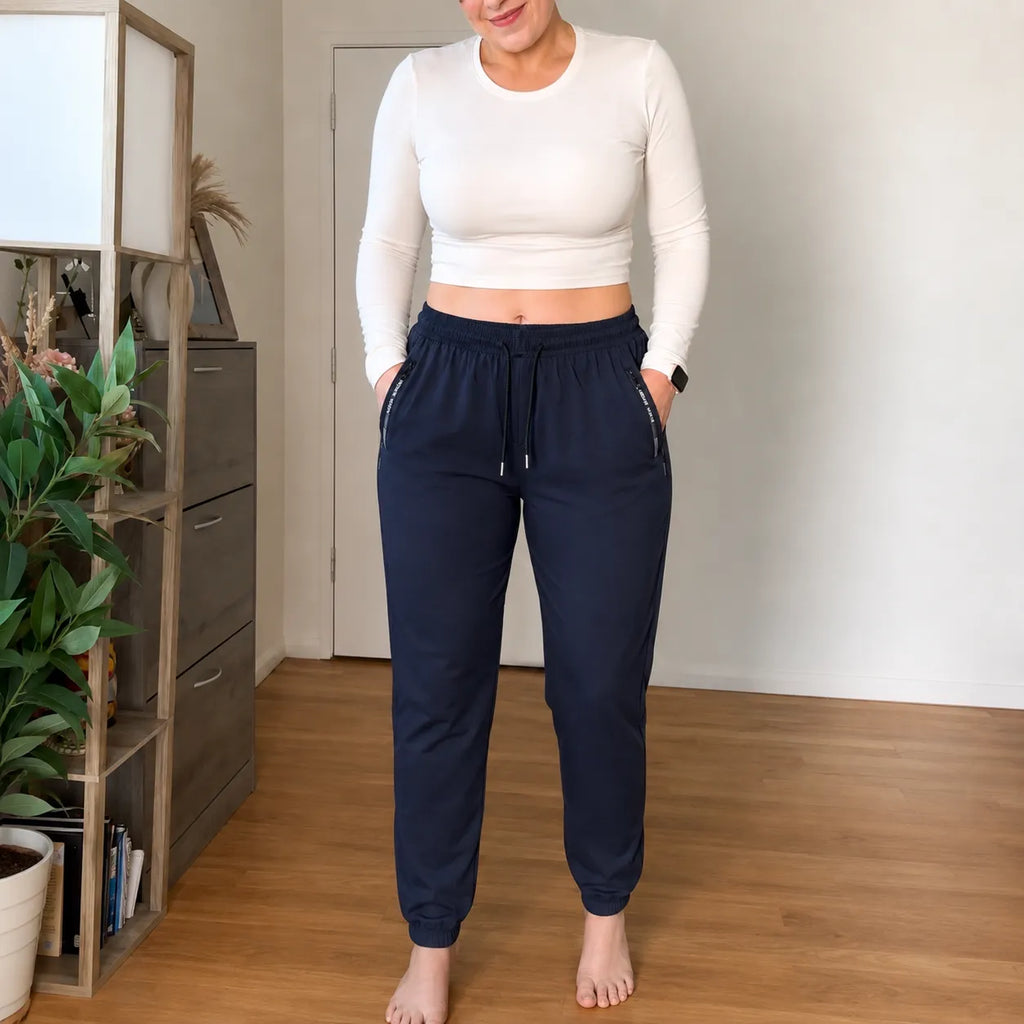 Pantalon Femme Kolvex – Soie Glacée, Poches Zippées