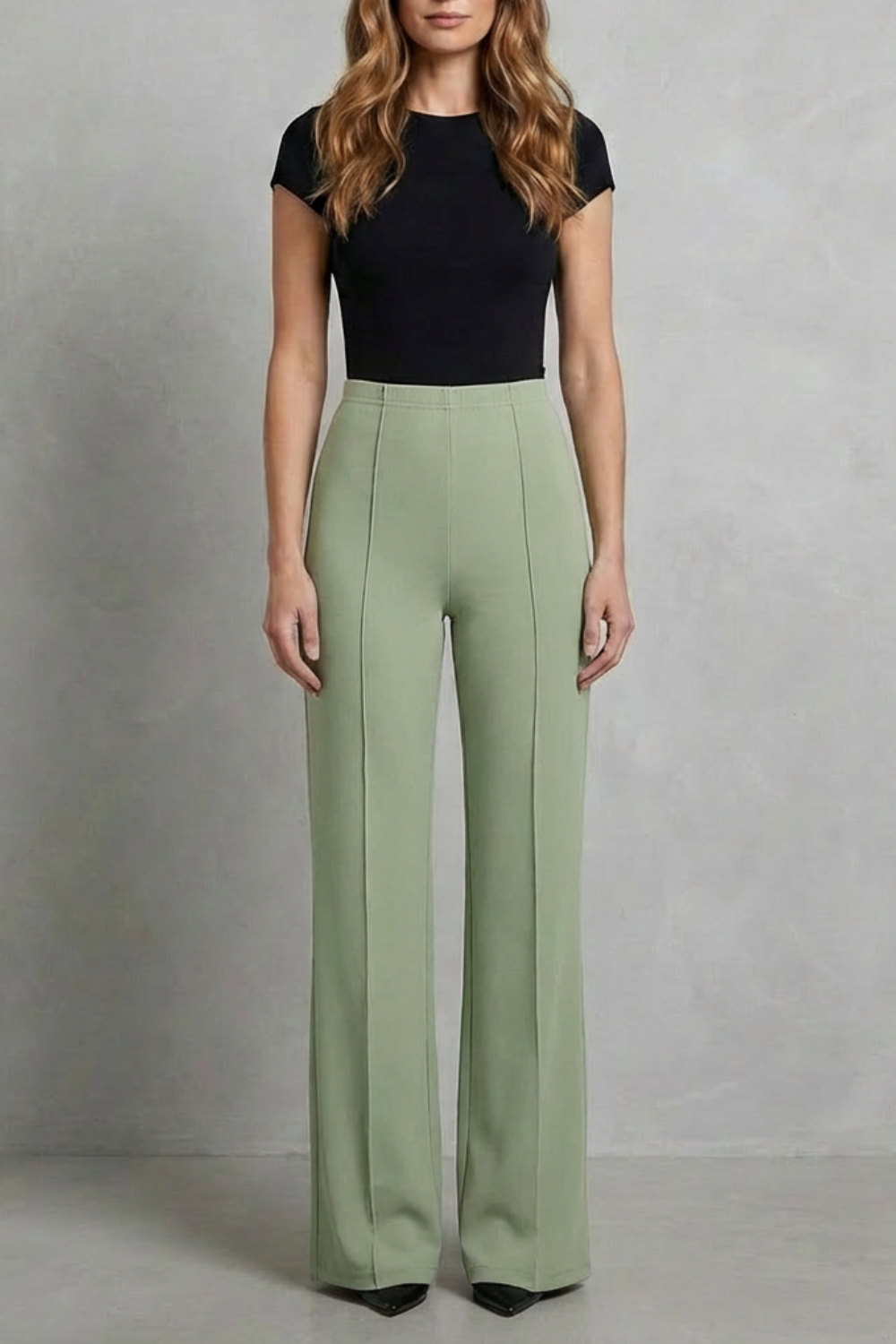 Pantalon Large Femme Velizza – Noir, Taille Haute