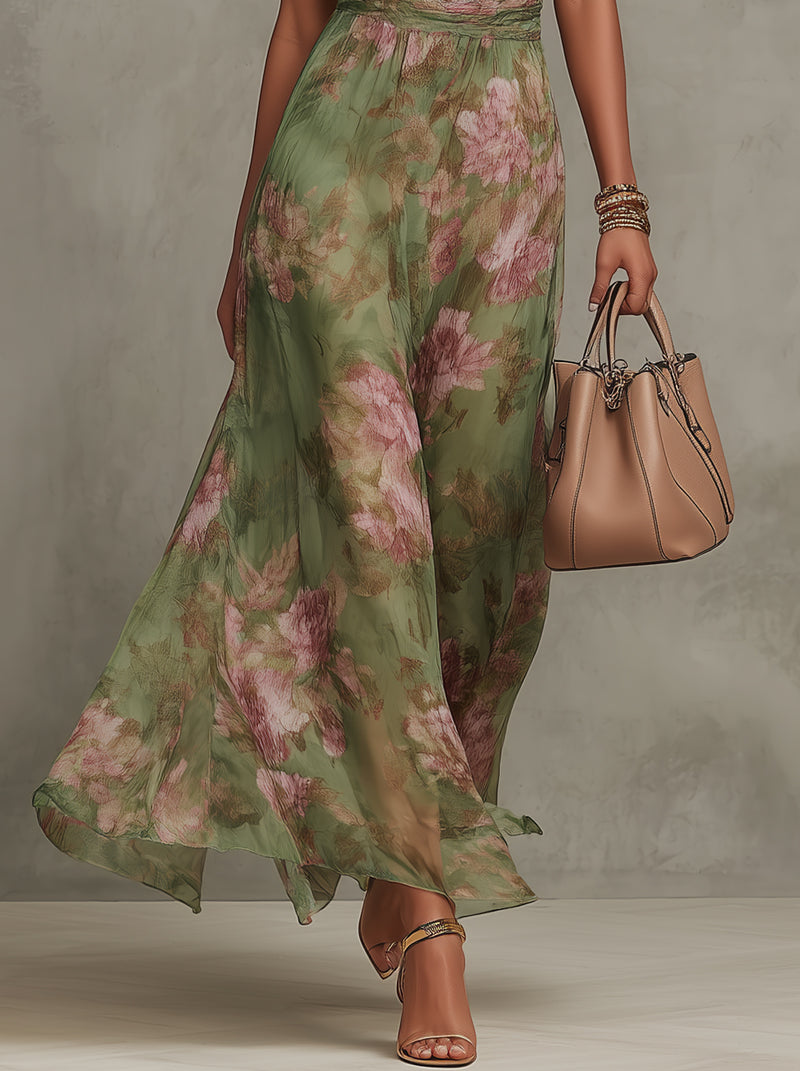 Livia - Robe Maxi Halter Fleurie