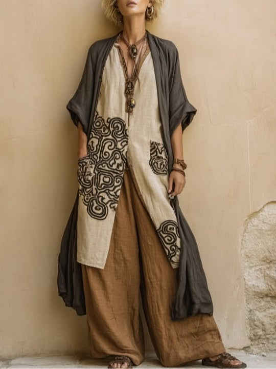 Ensemble femme trois pièces bohémien coupe ample style nomade