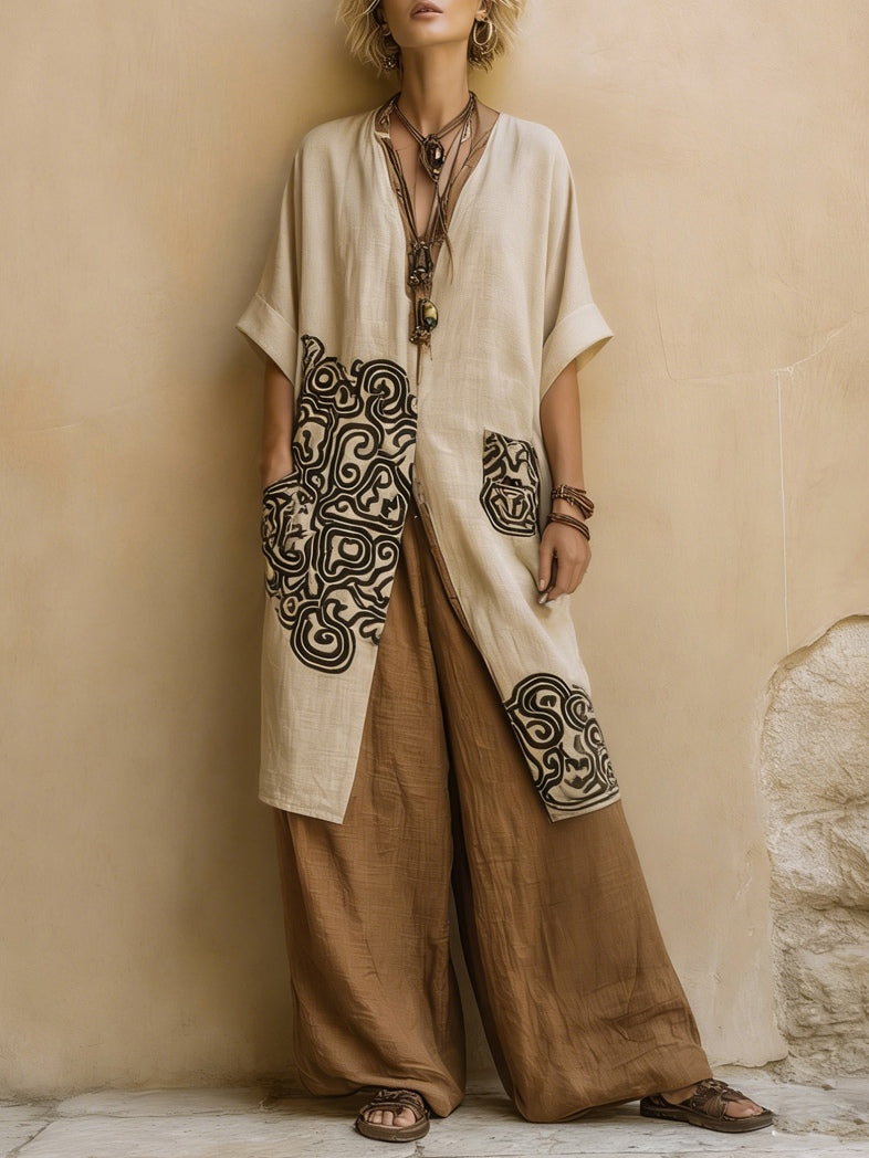 Ensemble femme trois pièces bohémien coupe ample style nomade