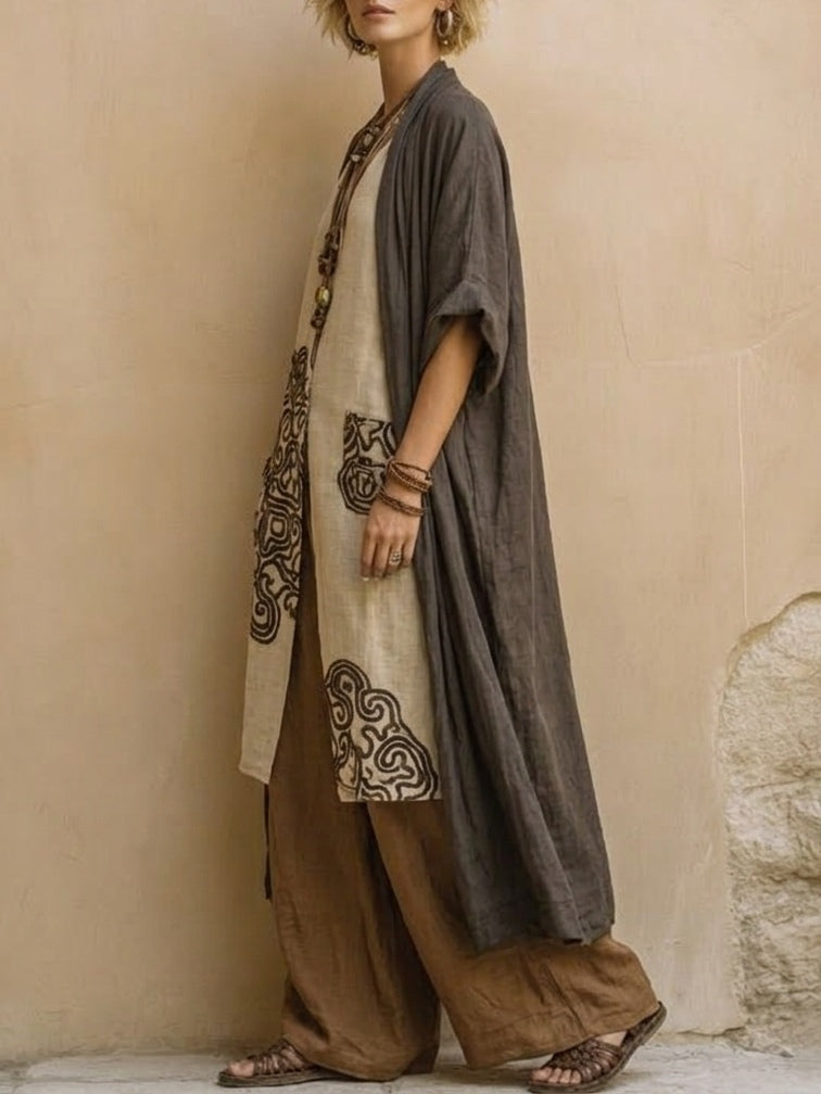 Ensemble femme trois pièces bohémien coupe ample style nomade