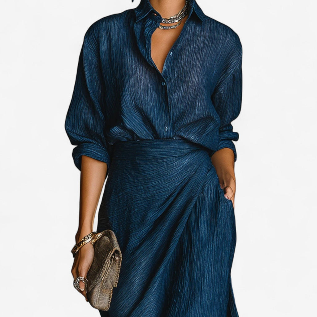 Robe longue femme portefeuille façon chemise – Élégance décontractée et fluide