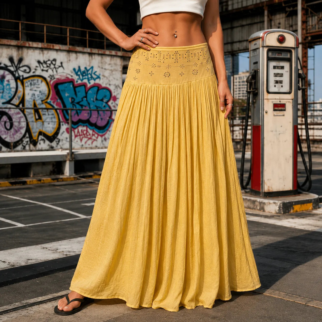 Jupe Maxi Femme Soléra – Style Boho, Taille Haute
