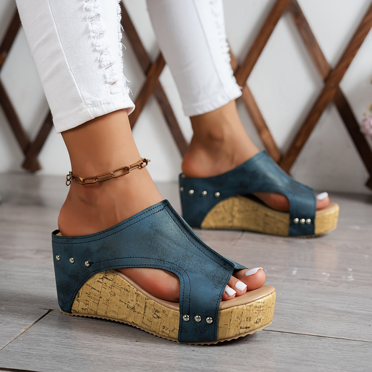 Sandales Compensées Rétro Élégantes et Confortables pour Femme