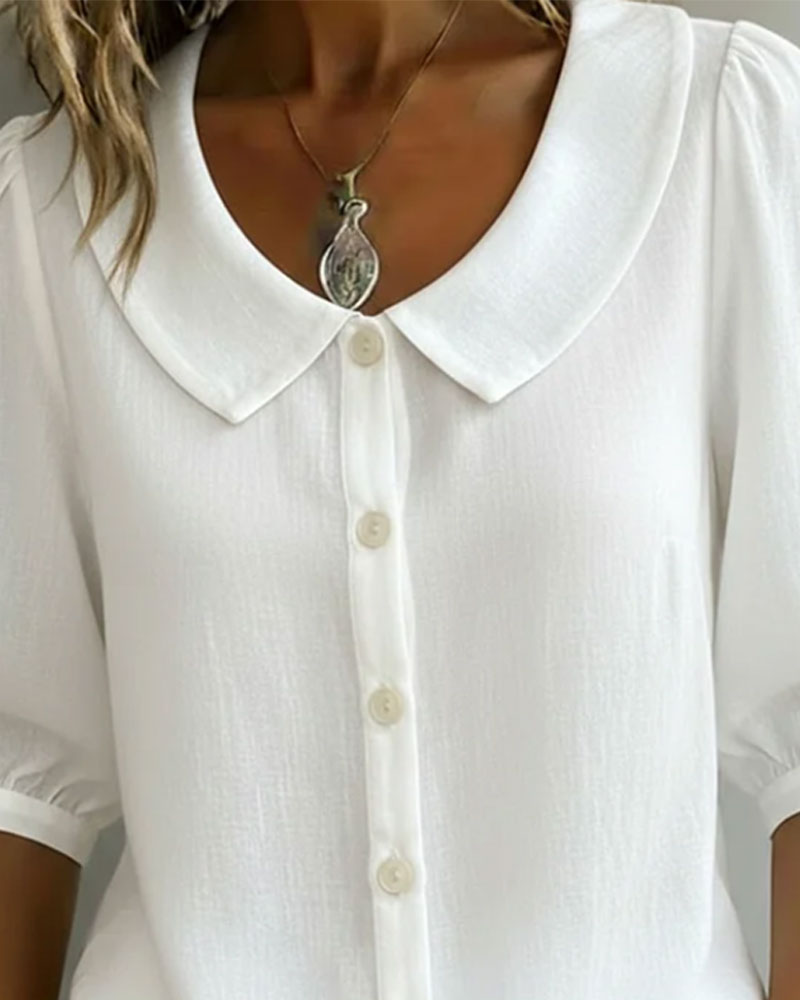 Chemisier Femme Coton Col Peter Pan Manches 3/4 Chic