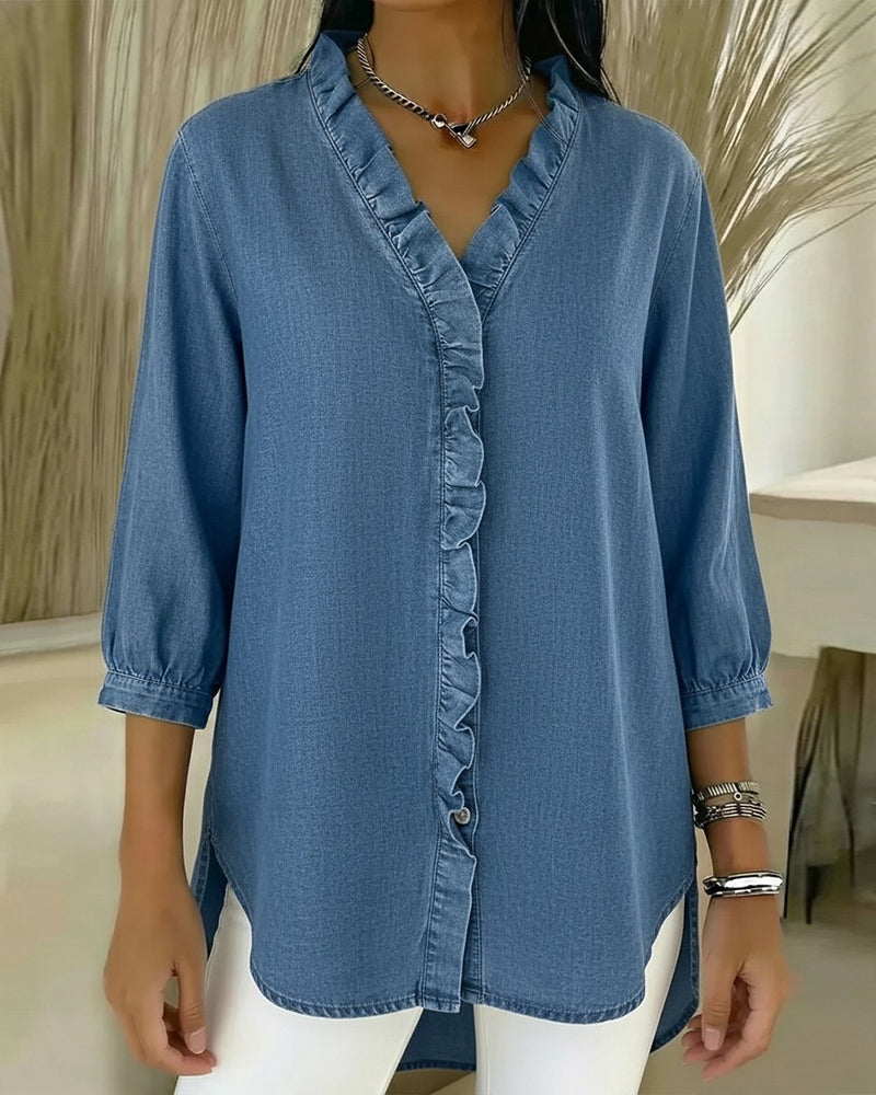 Elvari – Blouse élégante avec des détails en volants