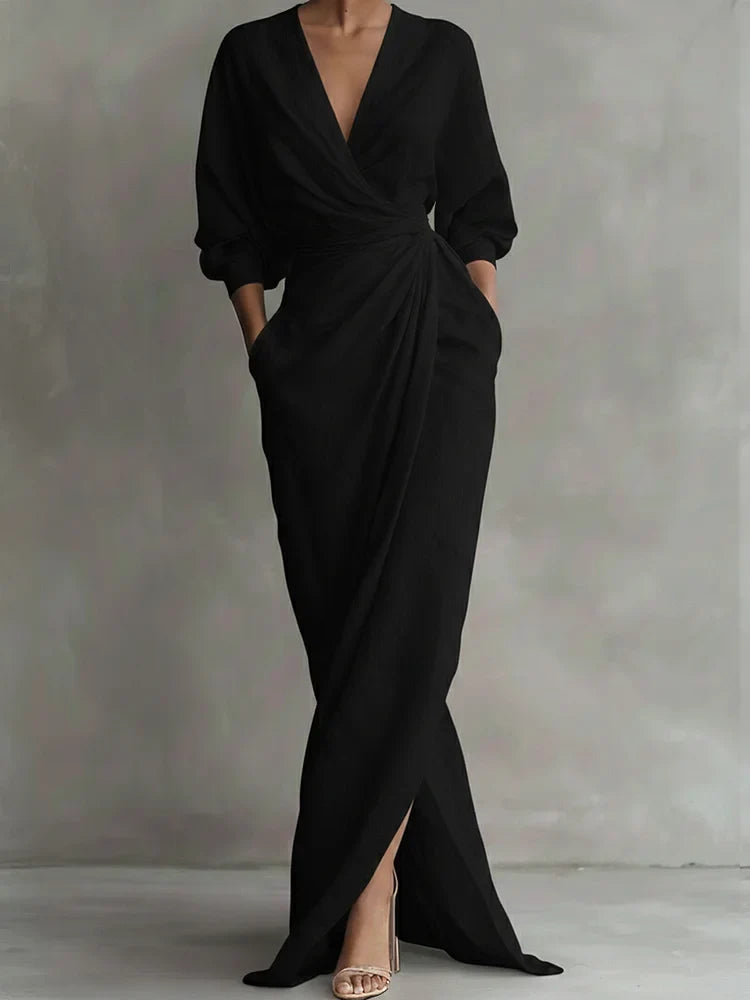 Robe extra-longue en lin et coton pour femmes