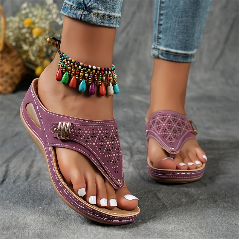 Tongs Compensées Femme à Support Voûte Plantaire Ergonomique