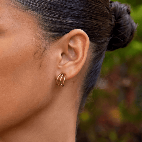Boucles d'oreilles créoles triples Violette en or