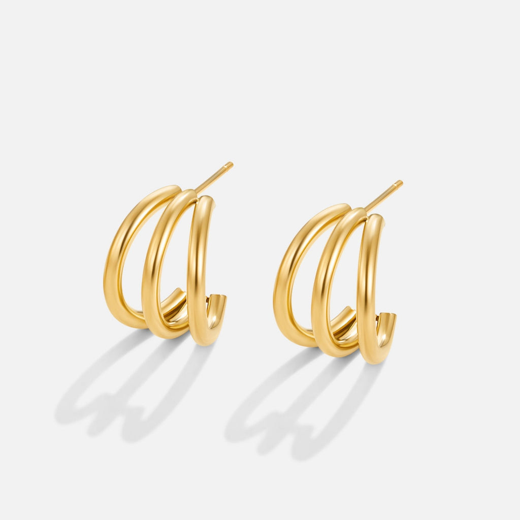 Boucles d'oreilles créoles triples Violette en or