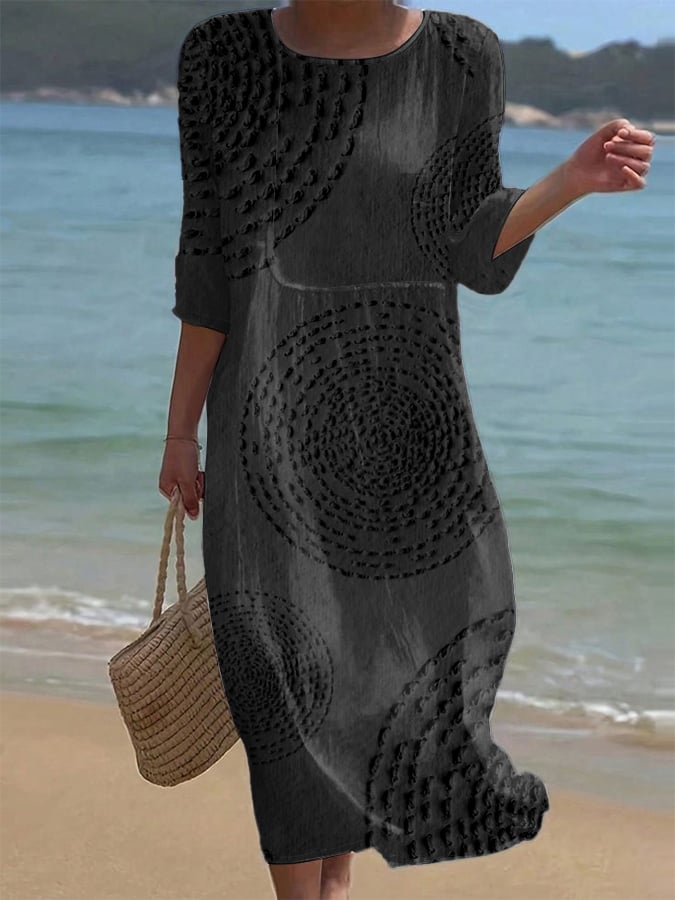 Pavessa - Robe Midi Fluide En Coton Et Lin À Motif Texturé